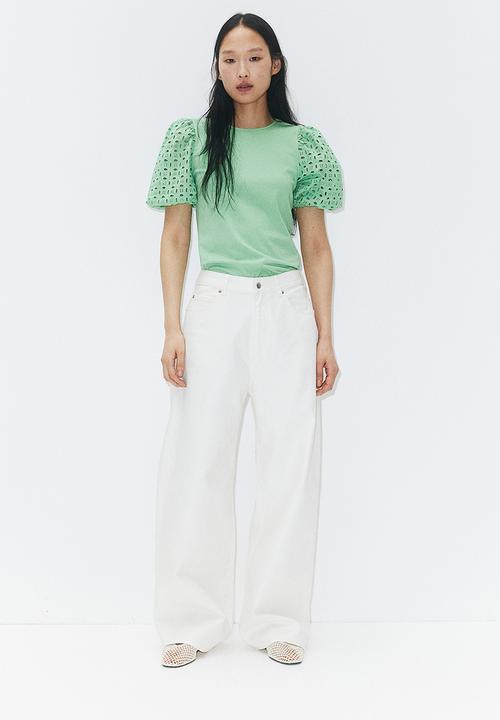 H&M - Puff-sleeved top - mint green