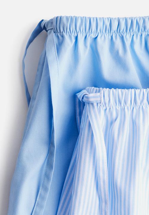 H&M - 2-Pack cotton poplin pyjama shorts - light blue striped
