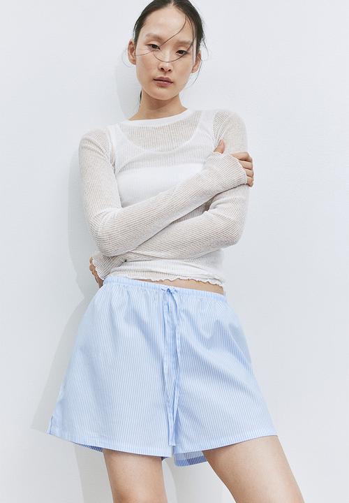 H&M - 2-Pack cotton poplin pyjama shorts - light blue striped