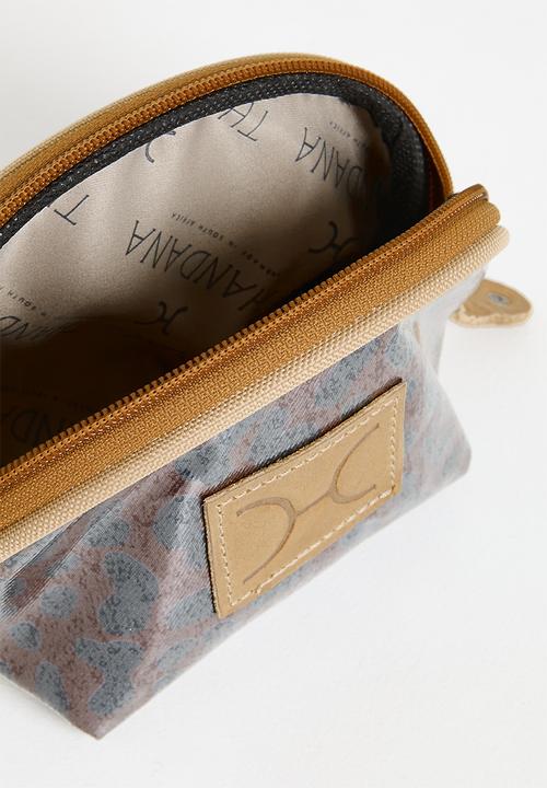 Thandana - Half moon travel pouch set of 3 - Cheetah Coffee