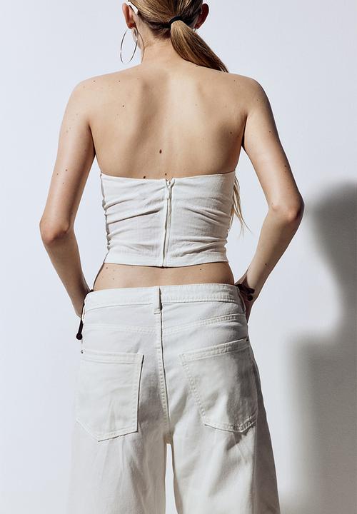 H&M - Gathered corset top - cream