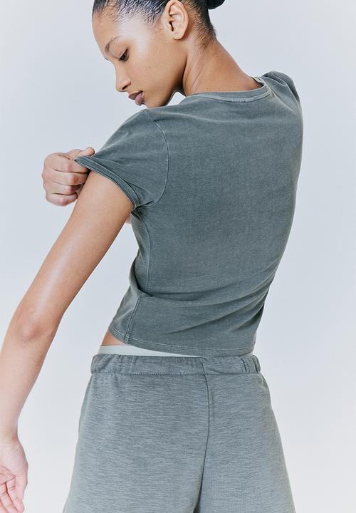 H&M - Fitted T-shirt - khaki green