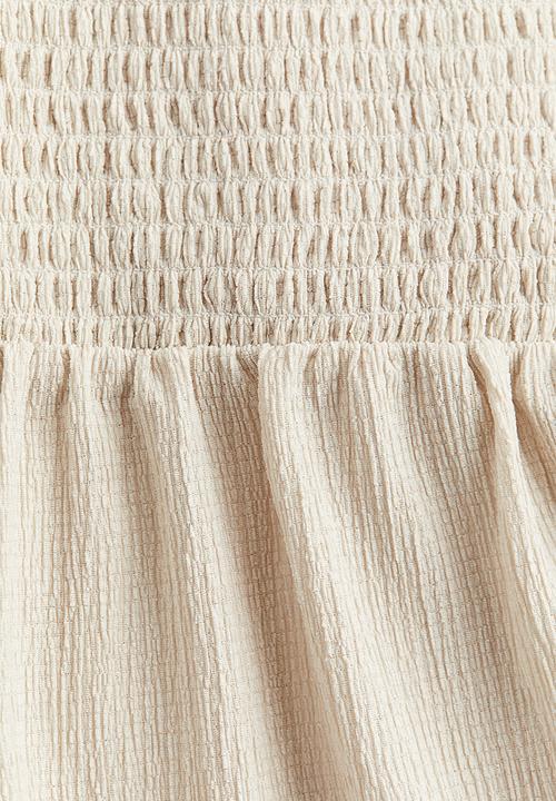 H&M - Tie-strap smocked dress - light beige