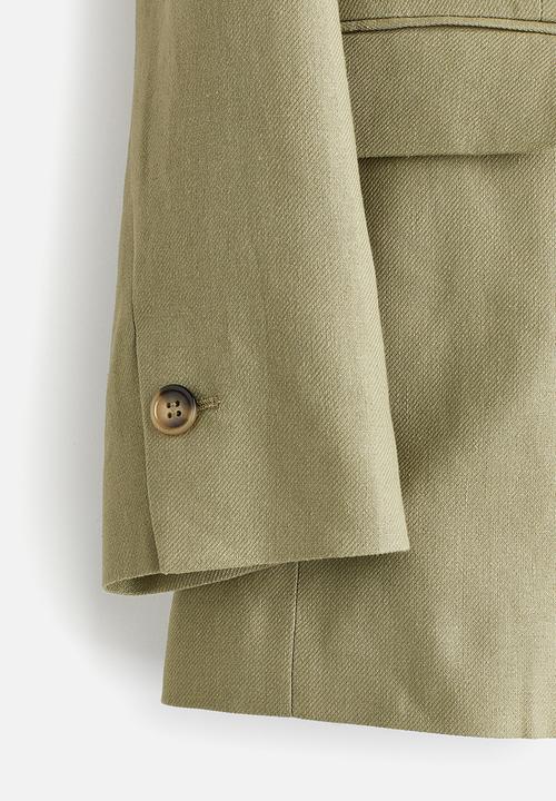 H&M - Linen-blend blazer - khaki green