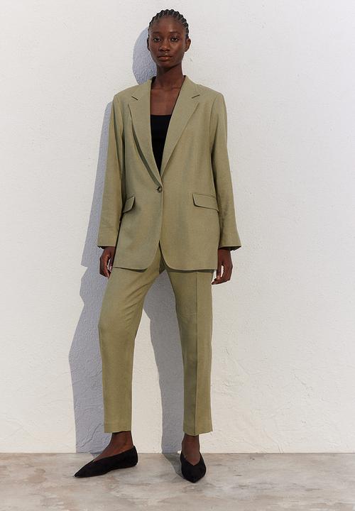 H&M - Linen-blend blazer - khaki green