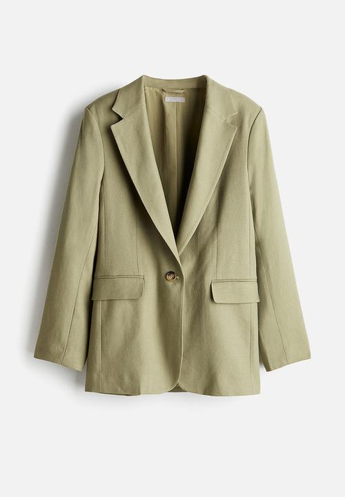H&M - Linen-blend blazer - khaki green