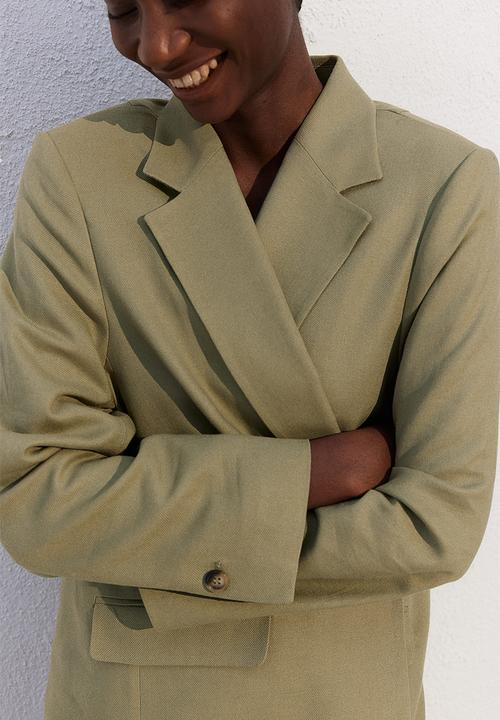 H&M - Linen-blend blazer - khaki green