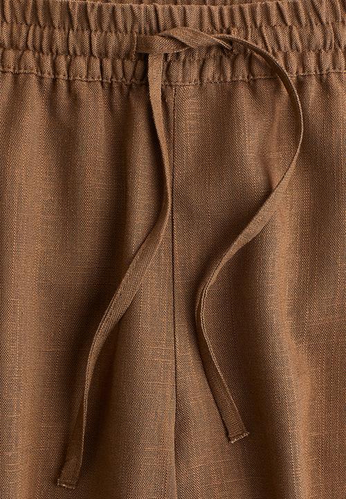 H&M - Linen-blend pull-on shorts - brown