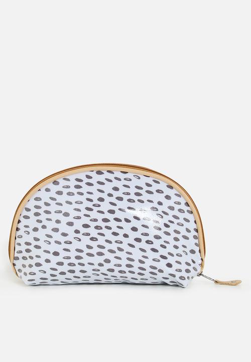 Thandana - Half moon travel pouch Laminated Fabric - Seed White