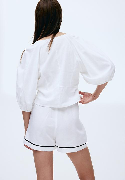 H&M - Linen-blend blouse - white