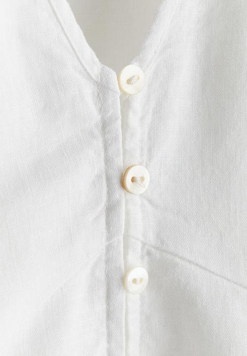 H&M - Linen-blend blouse - white