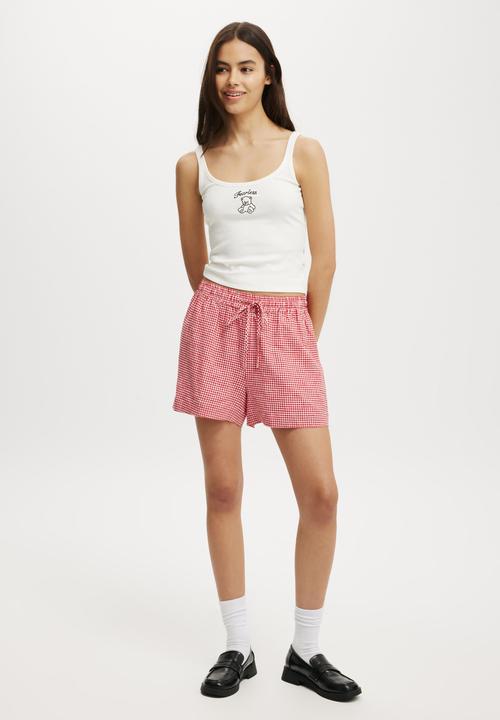 Cotton On - Scoop Neck Graphic Cami - Fearless/ Vintage White