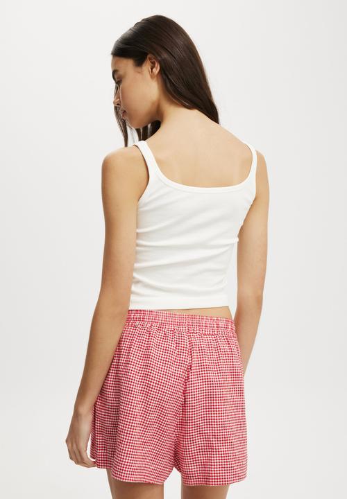 Cotton On - Scoop Neck Graphic Cami - Fearless/ Vintage White