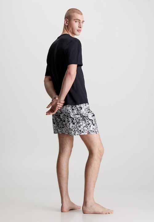 Calvin Klein - S/S Boxer Set - Black Top, Halo Floral Print_Black