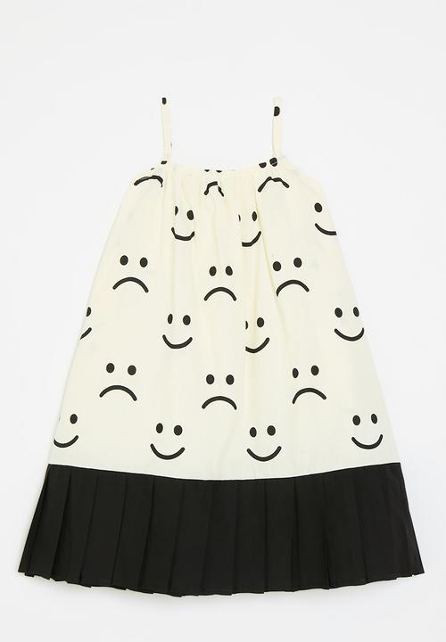 Pop Candy - Printed contrast dress-ecru & black