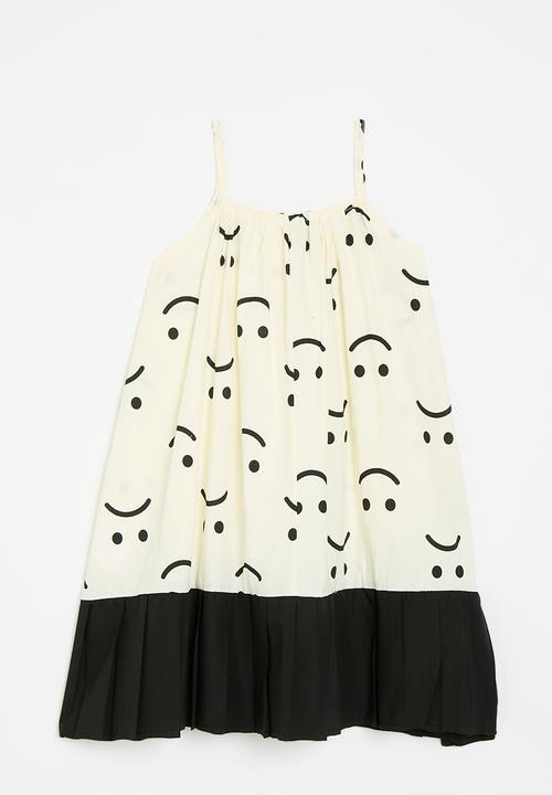 Pop Candy - Printed contrast dress-ecru & black
