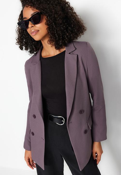Trendyol - Regular lined double breasted blazer with closure - purple