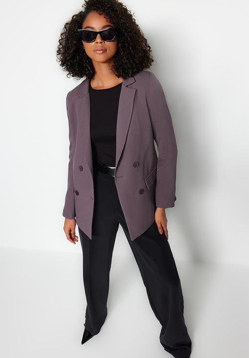 Trendyol - Regular lined double breasted blazer with closure - purple