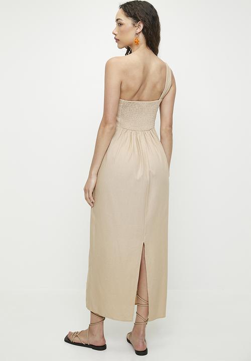 Superbalist - Linen look asym midi dress - neutral