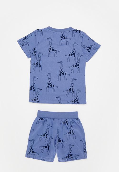 Pop Candy - Printed tee & short set - blue