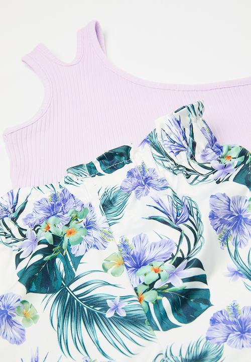 Pop Candy - Cropped top and printed shorts set - lilac