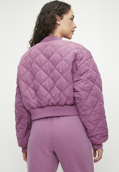 Cotton On - Quilted Rib Bomber Jacket-Red Violet