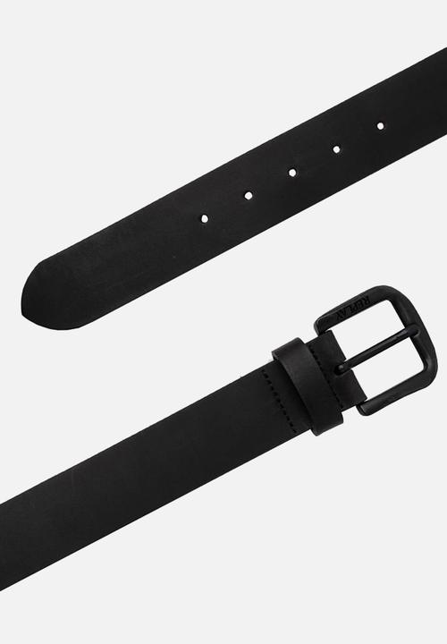 Replay - Crust bufalo pull-up leather belt - black