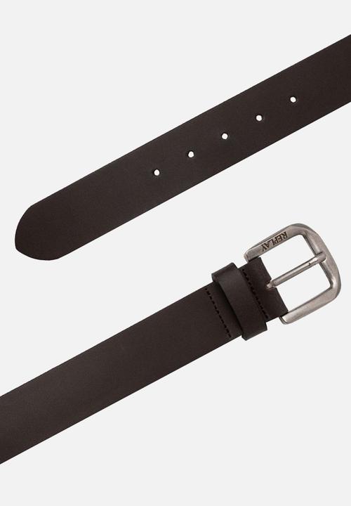 Replay - Crust bufalo pull-up leather belt - black & brown