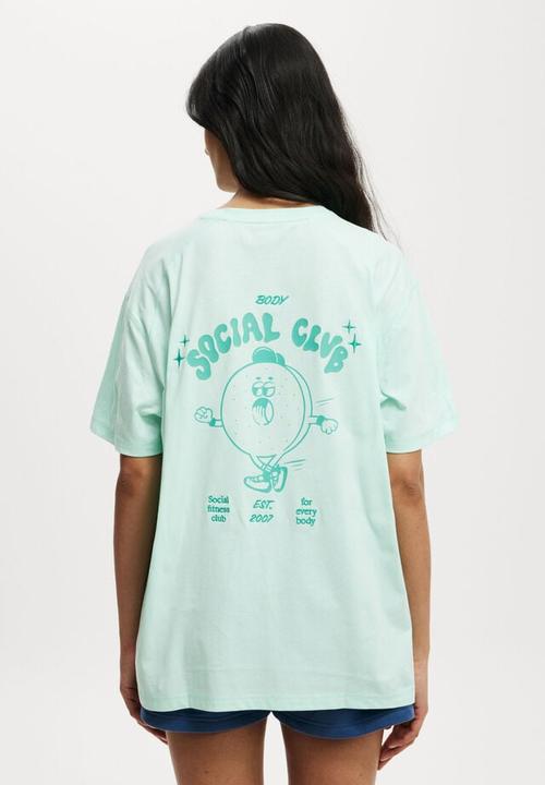 Cotton On - Active graphic tshirt - ice green/ social club