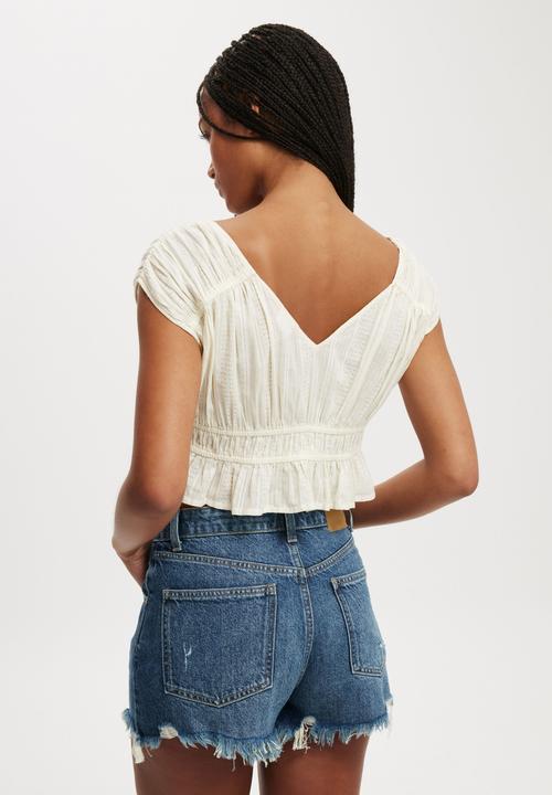 Cotton On - Frankie Gathered Blouse - Stone Texture