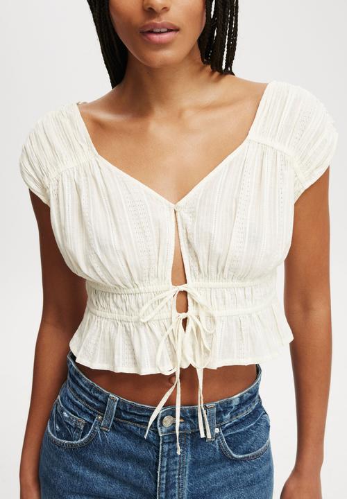 Cotton On - Frankie Gathered Blouse - Stone Texture