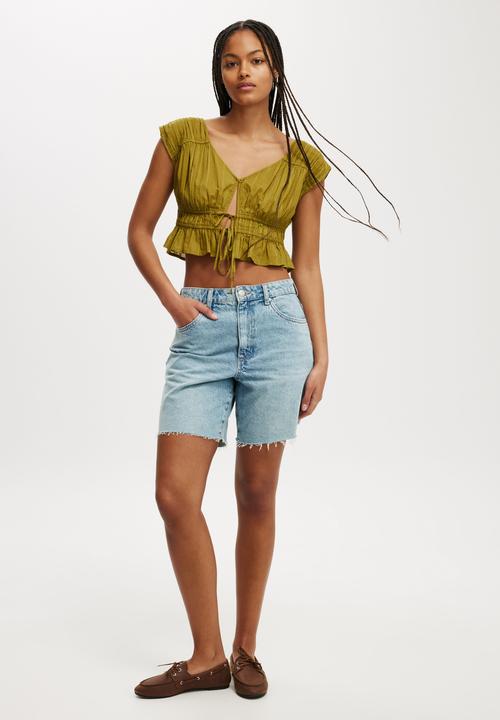 Cotton On - Frankie Gathered Blouse - Olive Texture