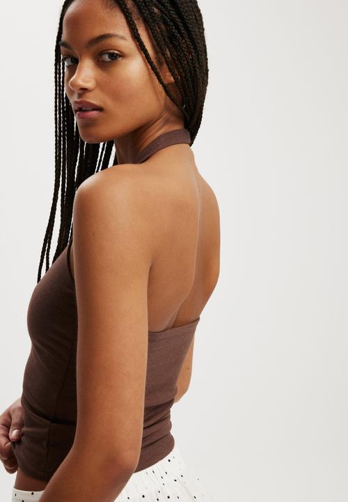 Cotton On - All Day V Neck Halter - Chocolate