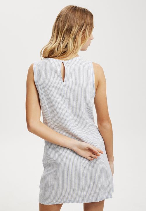 Cotton On - Haven High Neck Mini Dress - Peggy Stripe Parisian Lavender