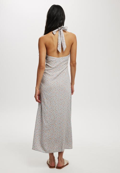 Cotton On - Haven Halter Midi Dress - Paisley Ditsy Light Steel