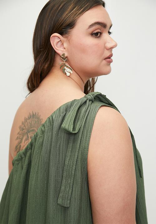 Superbalist - Laundred Linen Asym Trapeze Maxi Dress - Green