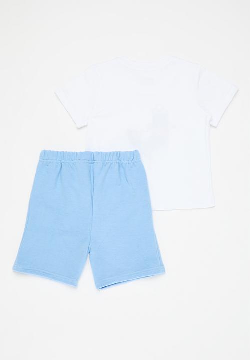 Pop Candy - Tee & short set - light blue & white