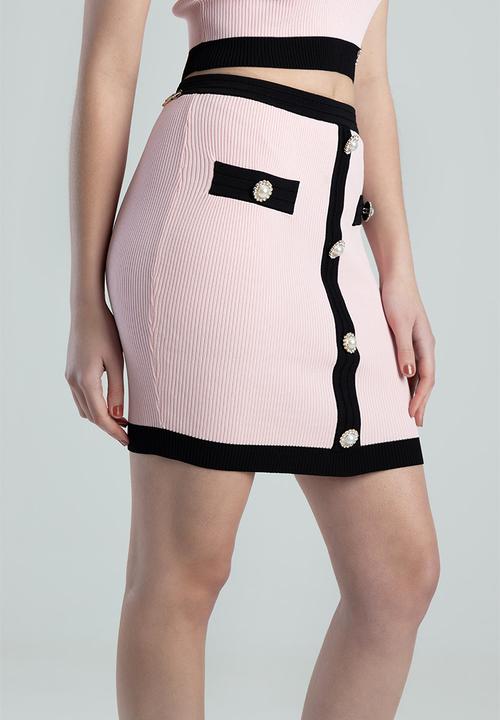 SISSY BOY - Francina: Knitted Skirt With Button Details - Light Pink