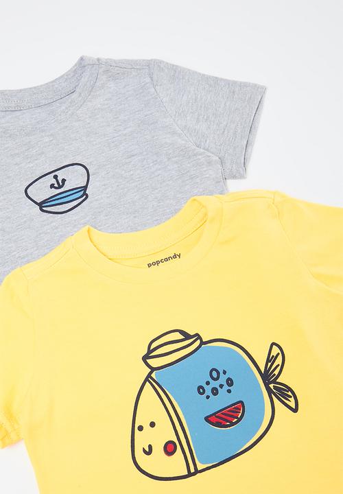 Pop Candy - 2 Pack tee - grey & yellow