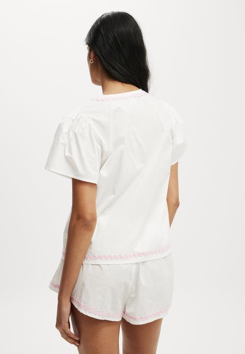 Cotton On - Winnie Woven Sleep Set - Coconut Milk/Pink