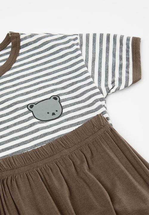 Pop Candy - Striped tee & pants set - brown