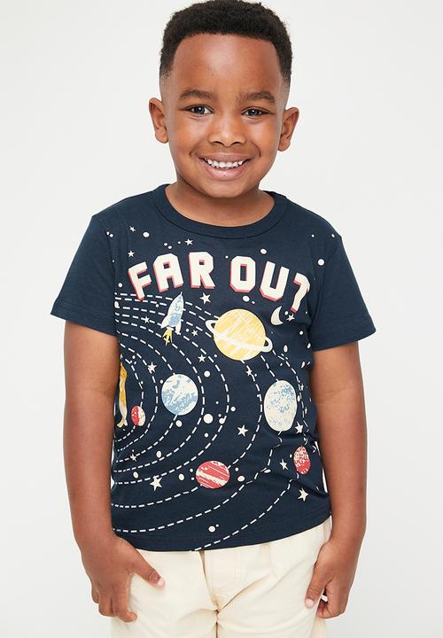 Pop Candy - Far out print tee-navy blue