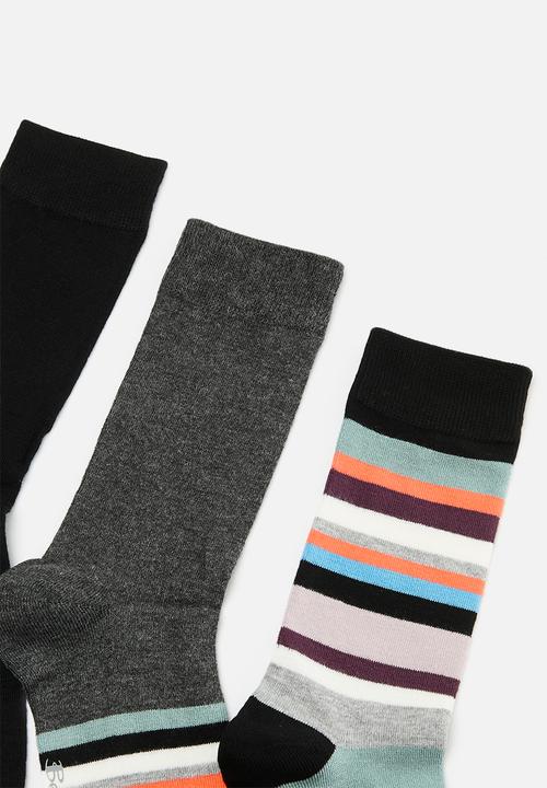 Ben Sherman - Bs Socks Chetak 3 Pack - Charcoal/Blk Stripe