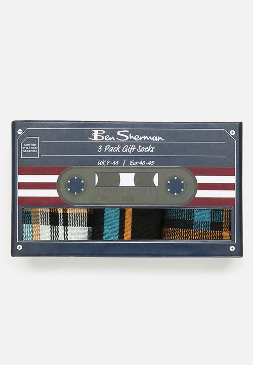 Ben Sherman - Bs Gift Socks Dufresne 3 Pack - Navy Check