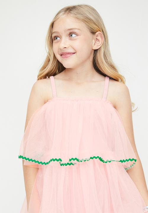 Pop Candy - Tiered mesh dress - pink 