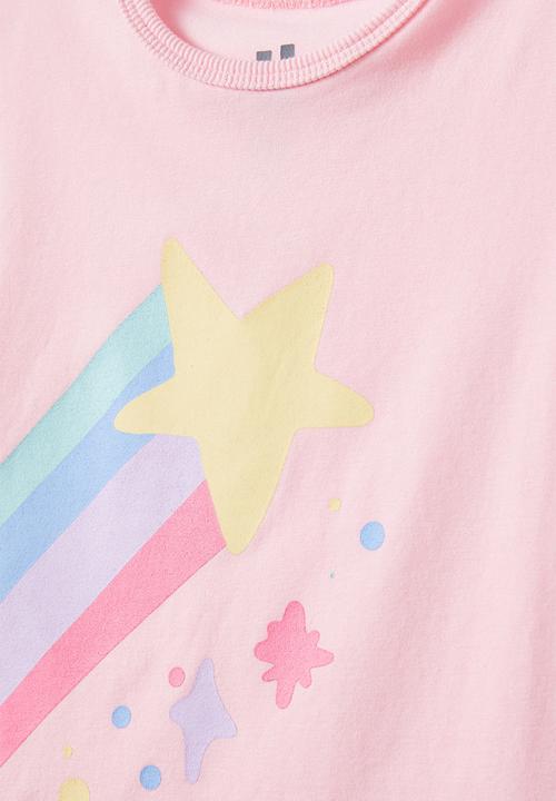 Cotton On - Stacey short sleeve flutter pyjama set - blush pink/unicorn space glow