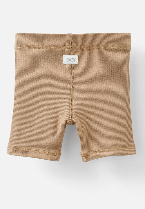 Cotton On - Rain rib bike shorties - washed taupy brown