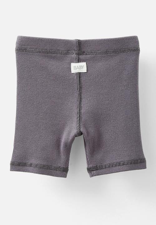 Cotton On - Rain rib bike shorties - washed rabbit grey