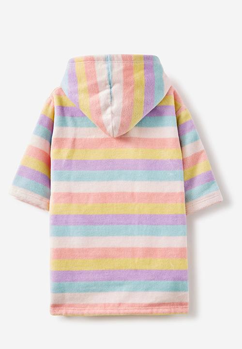 Cotton On - Baby zip through hooded towel - multi/rainbow stripe