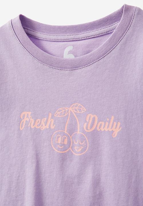 Cotton On - Poppy short sleeve print tee - lilac drop/fruit